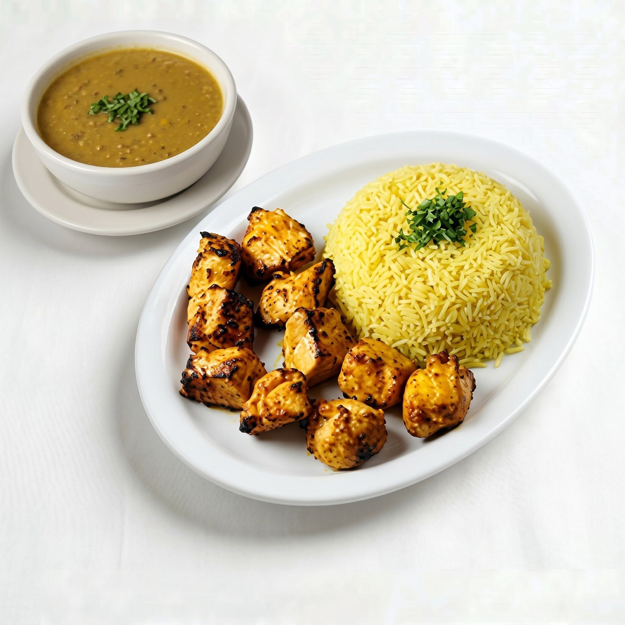 Chicken Tikka Kabob Plate.